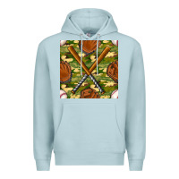 Blue Mist baseball bat and gloves with camouflage seamless pattern Premium Hoodie - BundleAndBundleShop