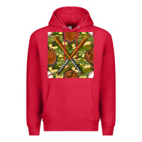 Cardinal baseball bat and gloves with camouflage seamless pattern Premium Hoodie - BundleAndBundleShop