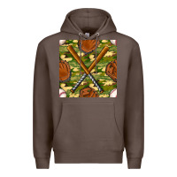 Coffee baseball bat and gloves with camouflage seamless pattern Premium Hoodie - BundleAndBundleShop