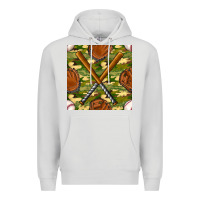 Dove Grey baseball bat and gloves with camouflage seamless pattern Premium Hoodie - BundleAndBundleShop