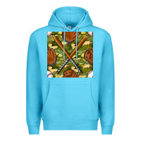 Ocean Blue baseball bat and gloves with camouflage seamless pattern Premium Hoodie - BundleAndBundleShop