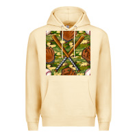 Pina Colada baseball bat and gloves with camouflage seamless pattern Premium Hoodie - BundleAndBundleShop