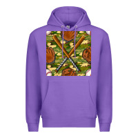 Purple baseball bat and gloves with camouflage seamless pattern Premium Hoodie - BundleAndBundleShop