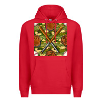 Red baseball bat and gloves with camouflage seamless pattern Premium Hoodie - BundleAndBundleShop