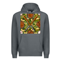 Rock baseball bat and gloves with camouflage seamless pattern Premium Hoodie - BundleAndBundleShop