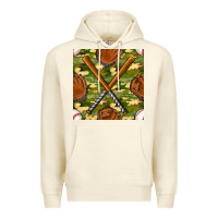 Sandshell baseball bat and gloves with camouflage seamless pattern Premium Hoodie - BundleAndBundleShop
