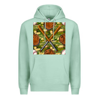 Seafoam baseball bat and gloves with camouflage seamless pattern Premium Hoodie - BundleAndBundleShop