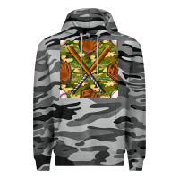 Slate Camo baseball bat and gloves with camouflage seamless pattern Premium Hoodie - BundleAndBundleShop