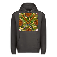 Smoke baseball bat and gloves with camouflage seamless pattern Premium Hoodie - BundleAndBundleShop