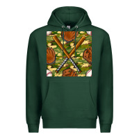 Sports Green baseball bat and gloves with camouflage seamless pattern Premium Hoodie - BundleAndBundleShop