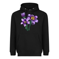 Black Pasque Flower Illustrations Heavyweight Hoodie - LillyAllenDesigns