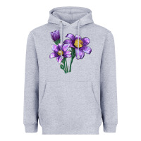Heather Grey Pasque Flower Illustrations Heavyweight Hoodie - LillyAllenDesigns