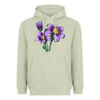 Matcha Pasque Flower Illustrations Heavyweight Hoodie - LillyAllenDesigns