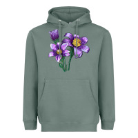 Sage Pasque Flower Illustrations Heavyweight Hoodie - LillyAllenDesigns