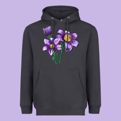 Pasque Flower Illustrations Heavyweight Hoodie Designed By Lillyallendesigns