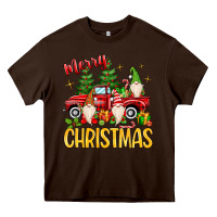 Chocolate Brown merry christmas gnomes truck Heavy Core Tee - MaliasSmallBusiness