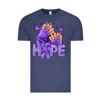 Vintage Denim Hope lavender ribbon all cancers Vintage Tee - NancyCooperArtShop