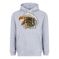 Heather Grey Bald Head Eagle Heavyweight Hoodie - LillyAllenDesigns