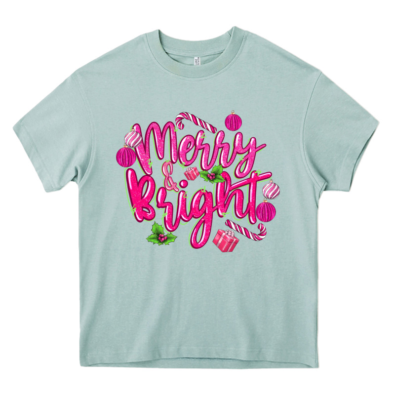 Merry And Bright Heavy Core Tee by MaliasSmallBusiness | Teevron