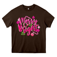 Chocolate Brown merry and bright Heavy Core Tee - MaliasSmallBusiness