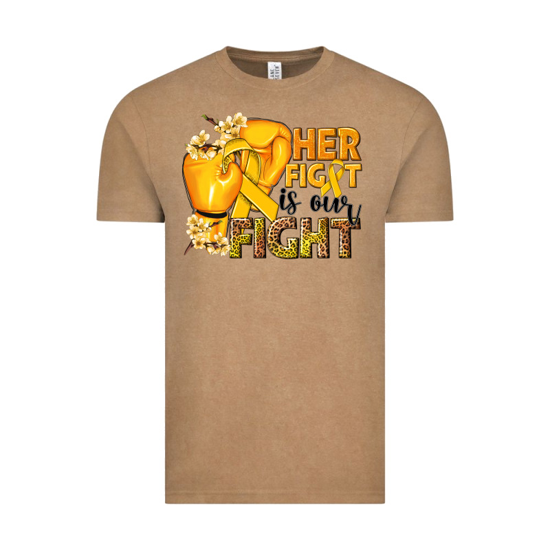 Her Fight Is Our Fight Childhood Cancer Yellow Vintage Tee by NancyCooperArtShop | Teevron