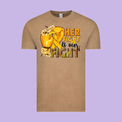 Her Fight Is Our Fight Childhood Cancer Yellow Vintage Tee Designed By Nancycooperartshop