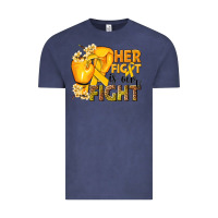Vintage Denim Her fight is our fight Childhood Cancer yellow Vintage Tee - NancyCooperArtShop