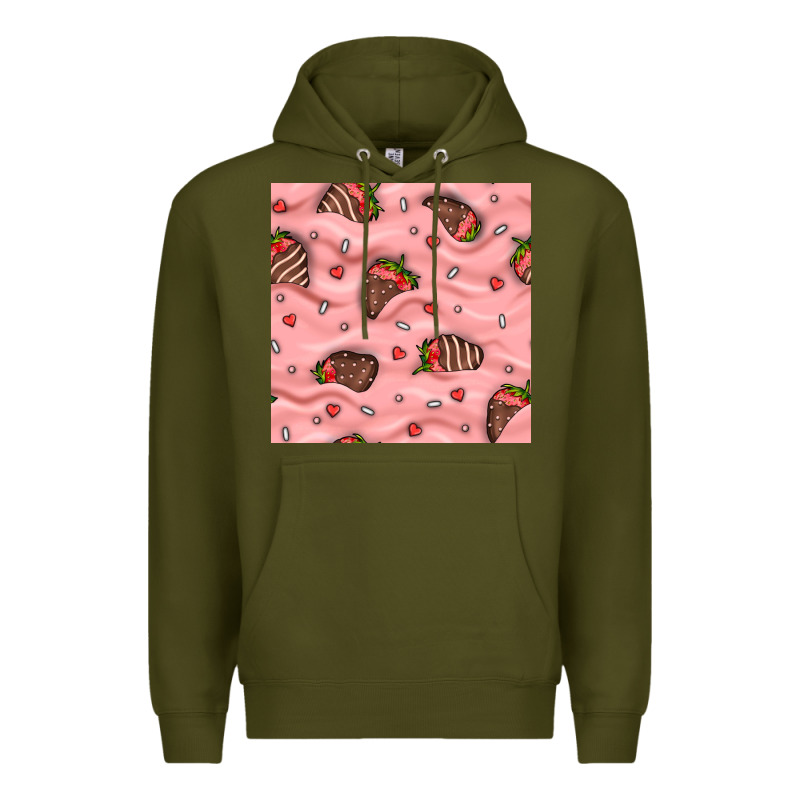 Valentines Day Strawberries In Cream Seamless Pattern Premium Hoodie by BundleAndBundleShop | Teevron
