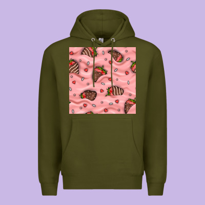 Valentines Day Strawberries In Cream Seamless Pattern Premium Hoodie Designed By Bundleandbundleshop