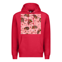 Cardinal valentines day strawberries in cream seamless pattern Premium Hoodie - BundleAndBundleShop