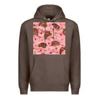 Coffee valentines day strawberries in cream seamless pattern Premium Hoodie - BundleAndBundleShop
