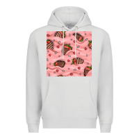 Dove Grey valentines day strawberries in cream seamless pattern Premium Hoodie - BundleAndBundleShop