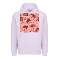 Lilac valentines day strawberries in cream seamless pattern Premium Hoodie - BundleAndBundleShop