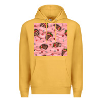 Mustard valentines day strawberries in cream seamless pattern Premium Hoodie - BundleAndBundleShop