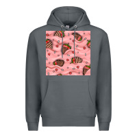 Rock valentines day strawberries in cream seamless pattern Premium Hoodie - BundleAndBundleShop