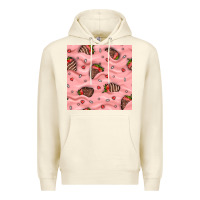 Sandshell valentines day strawberries in cream seamless pattern Premium Hoodie - BundleAndBundleShop