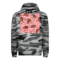 Slate Camo valentines day strawberries in cream seamless pattern Premium Hoodie - BundleAndBundleShop