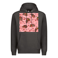 Smoke valentines day strawberries in cream seamless pattern Premium Hoodie - BundleAndBundleShop