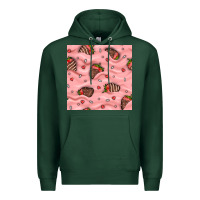 Sports Green valentines day strawberries in cream seamless pattern Premium Hoodie - BundleAndBundleShop