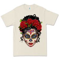 Bone mexican sugar skull messy bun woman Premium Tee - LillyAllenDesigns