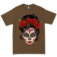 Cacao mexican sugar skull messy bun woman Premium Tee - LillyAllenDesigns