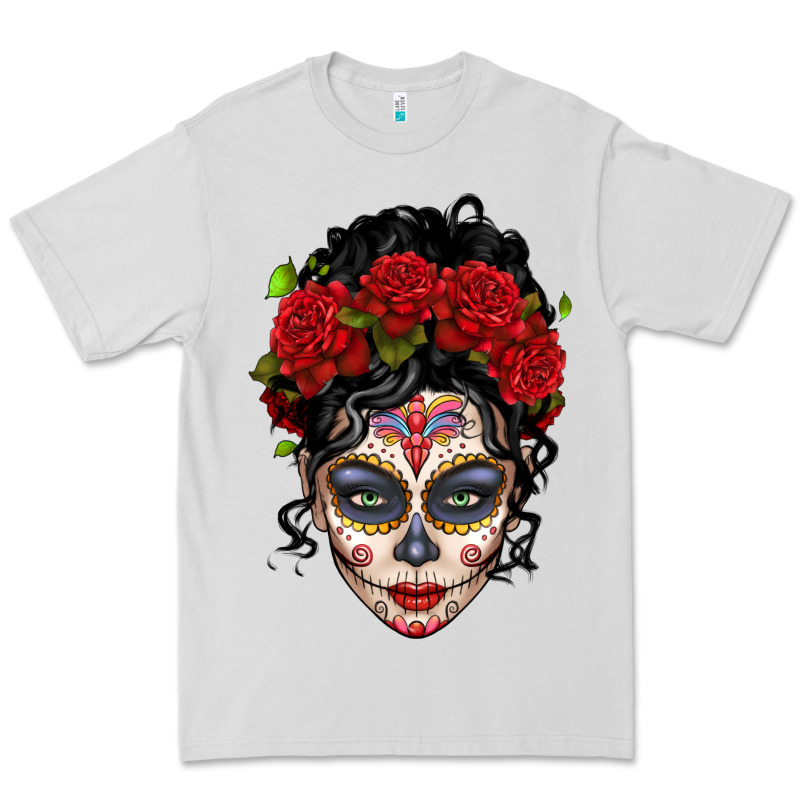 Mexican Sugar Skull Messy Bun Woman Premium Tee by LillyAllenDesigns | Teevron
