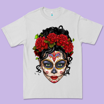 Mexican Sugar Skull Messy Bun Woman Premium Tee Designed By Lillyallendesigns