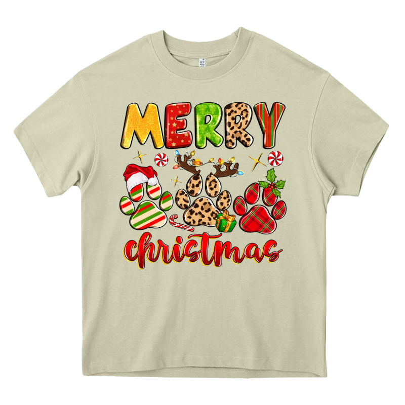 Merry Christmas Paws Heavy Core Tee by MaliasSmallBusiness | Teevron