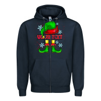 Navy Elf Your Text Zipper Hoodie - CowhideDigitalArt