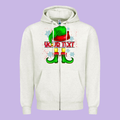 Elf Your Text Zipper Hoodie Designed By Cowhidedigitalart