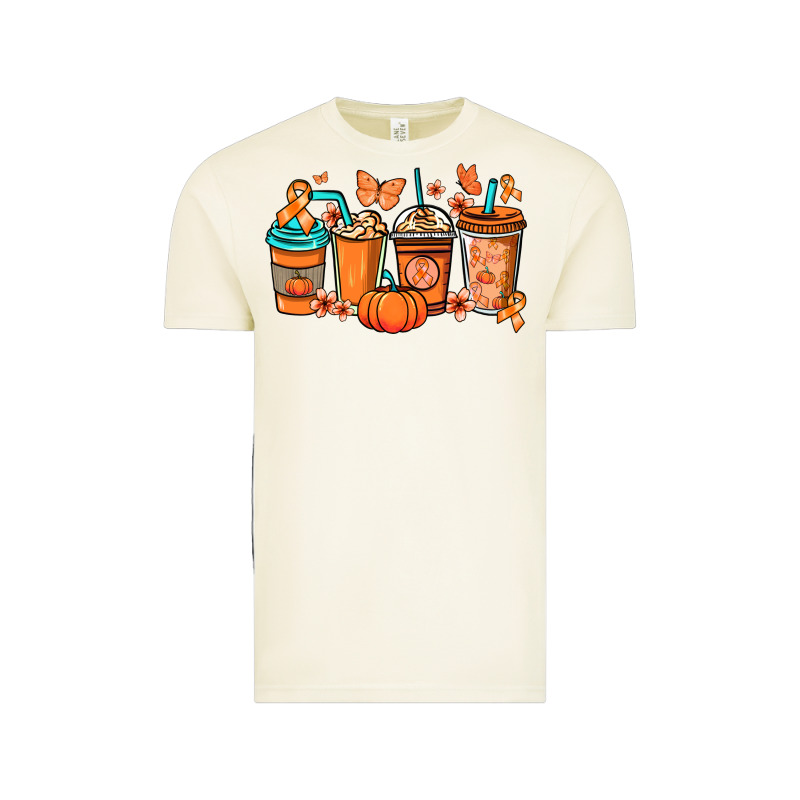 Kidney Cancer Coffee Cups Orange Ribbon Vintage Tee by NancyCooperArtShop | Teevron