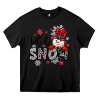 Black let it snow sowman snowflake Heavy Core Tee - MaliasSmallBusiness