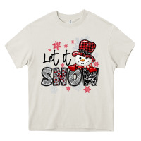 Cream let it snow sowman snowflake Heavy Core Tee - MaliasSmallBusiness