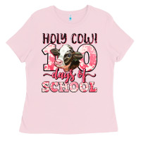 Bubblegum Pink holy cow 100 days of school Ladies Tee - LillyAllenDesigns